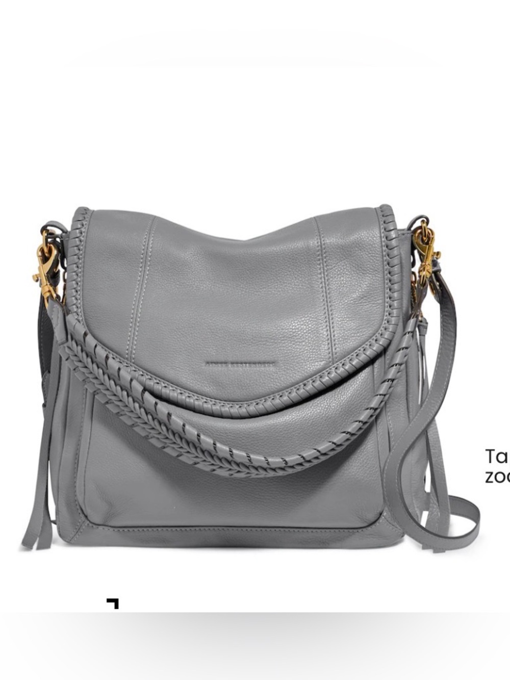 Aimee Kestenberg Gray Leather Braided Shoulder Bag with Gold Hardware